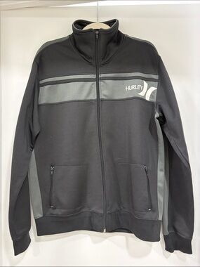 Hurley Black and Gray Full-Zip Track Jacket